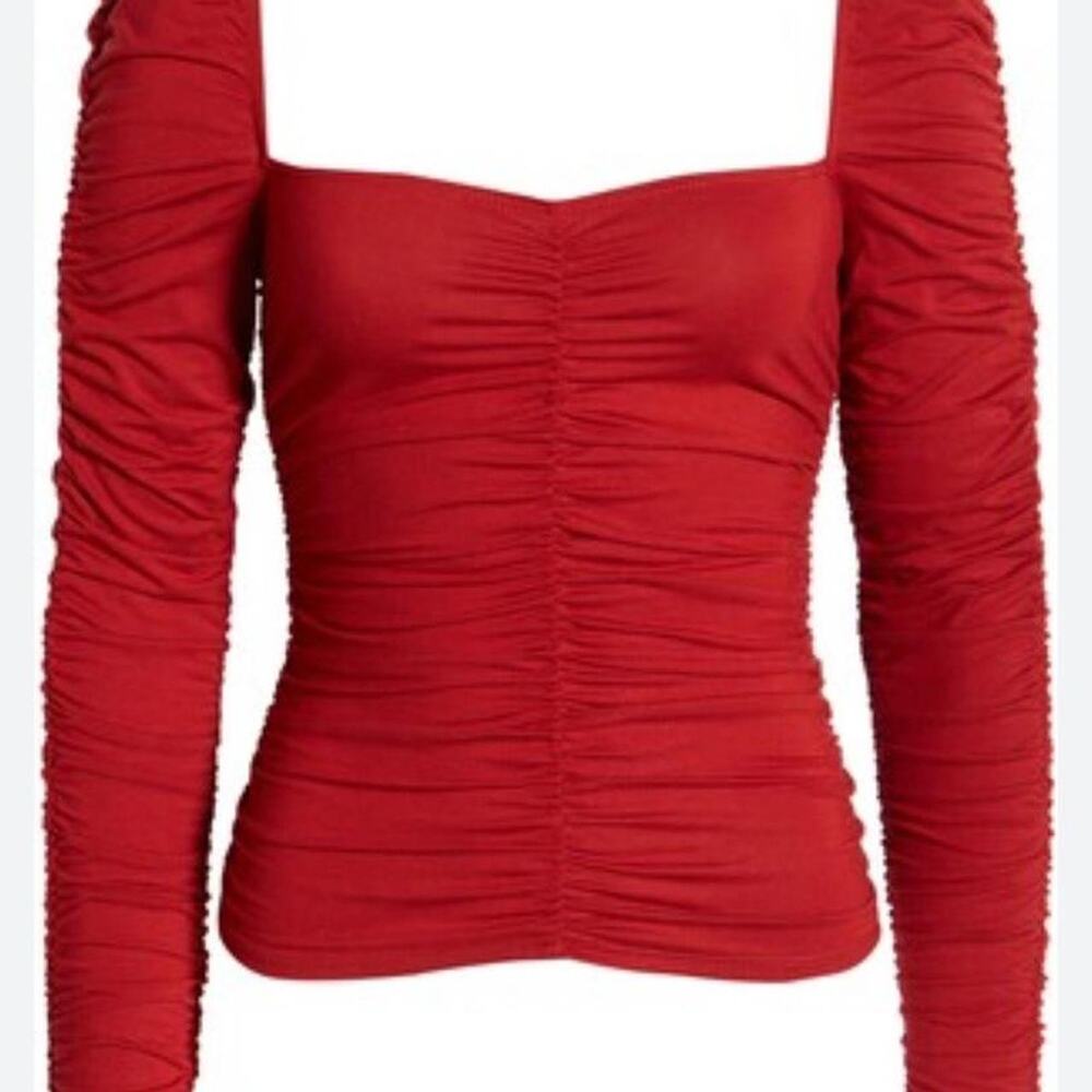 Red reformation ruched long sleeve